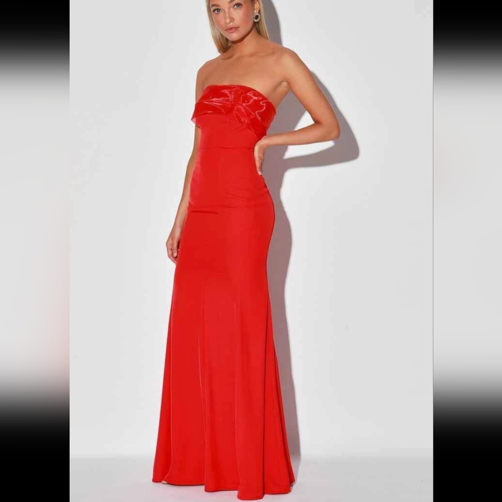Lulu's strapless red maxi dress size L